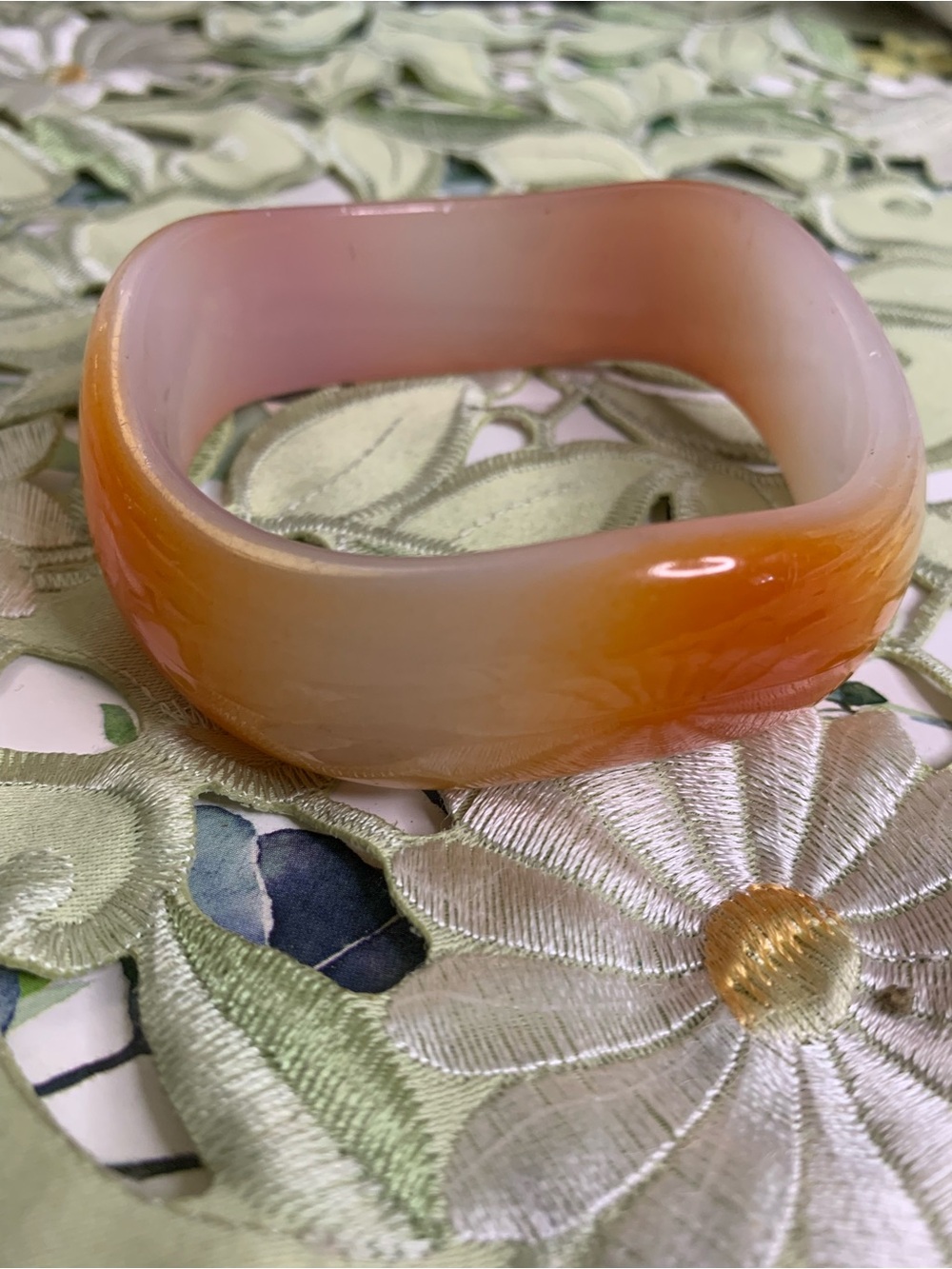 Handcrafted Orange Agate Square Bangle Bracelet - Unbranded